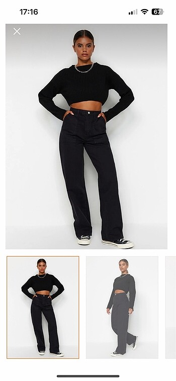 trendyolmilla cep detaylı wide leg jeans