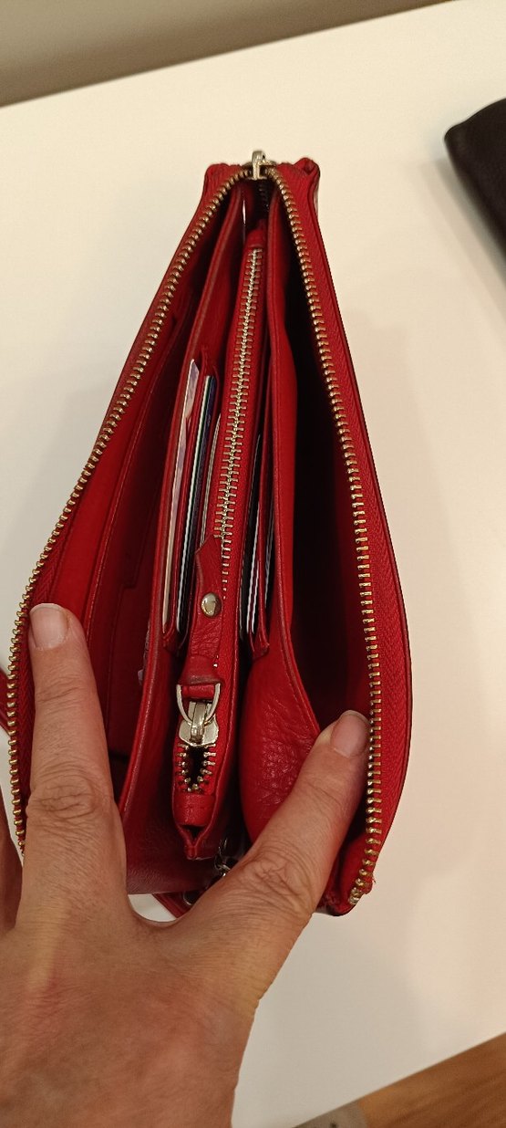 Kadın Parlak Kırmızı Deri Fermuarlı Cüzdan - Görsel 4