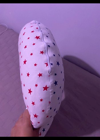 Bebek Emzirme ve Destek Minderi - Pembe Yıldız Desenli - Görsel 2