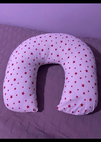 Bebek Emzirme ve Destek Minderi - Pembe Yıldız Desenli - Görsel 4