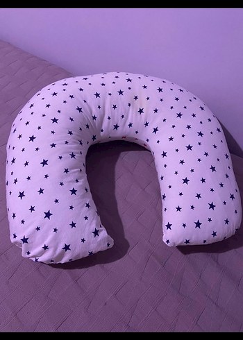 Bebek Emzirme ve Destek Minderi - Pembe Yıldız Desenli - Görsel 3