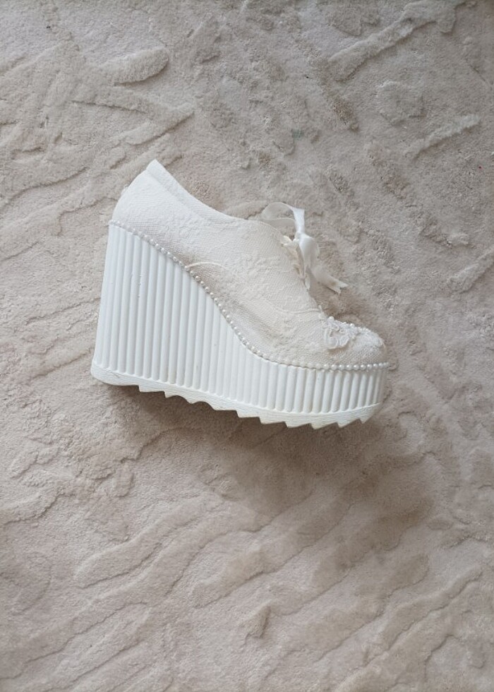 Dolgu topuk gelin ayakkabısı - Görsel 4