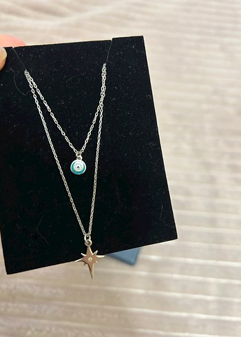 Turkuaz Mini Zincir Detaylı Kadın Kolye - Görsel 2