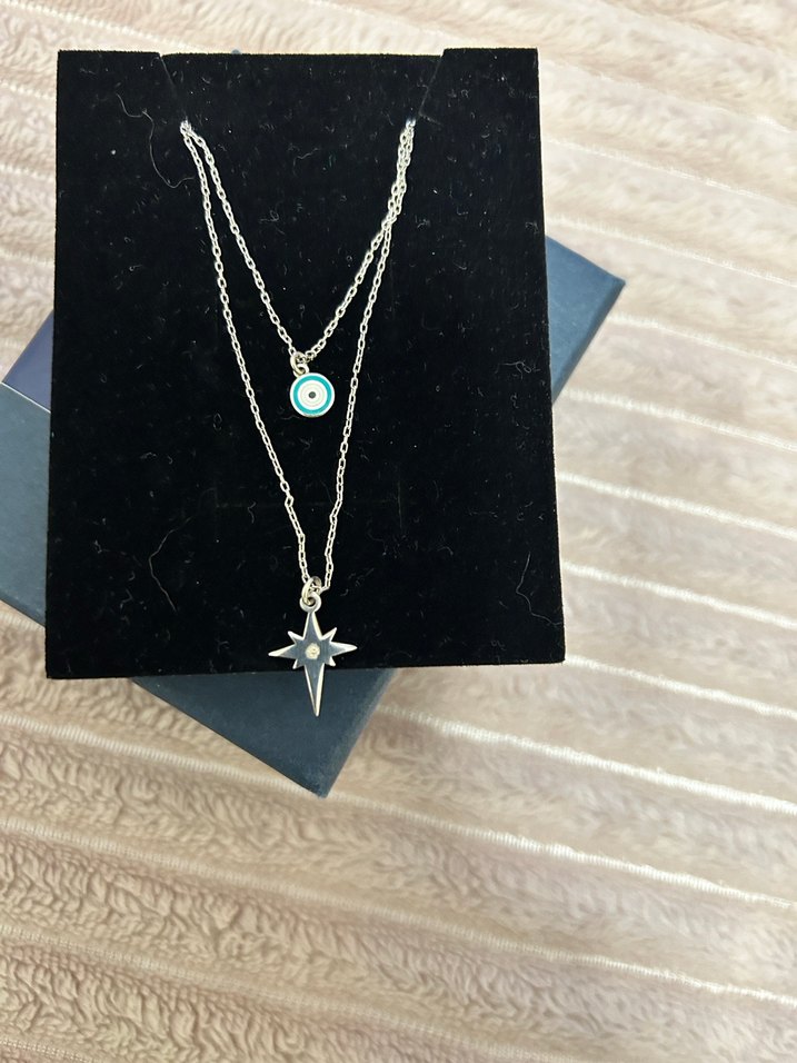 Turkuaz Mini Zincir Detaylı Kadın Kolye - Görsel 5