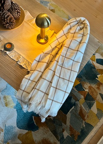 Bej Ekose kadın atkı - Görsel 3