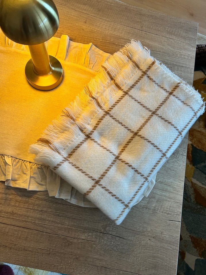 Bej Ekose kadın atkı - Görsel 5