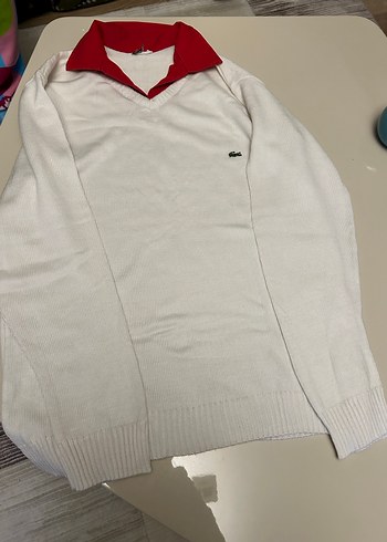 Bayan Yaka Beyaz Pamuklu Kazak - Görsel 5