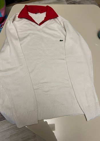 Bayan Yaka Beyaz Pamuklu Kazak - Görsel 2