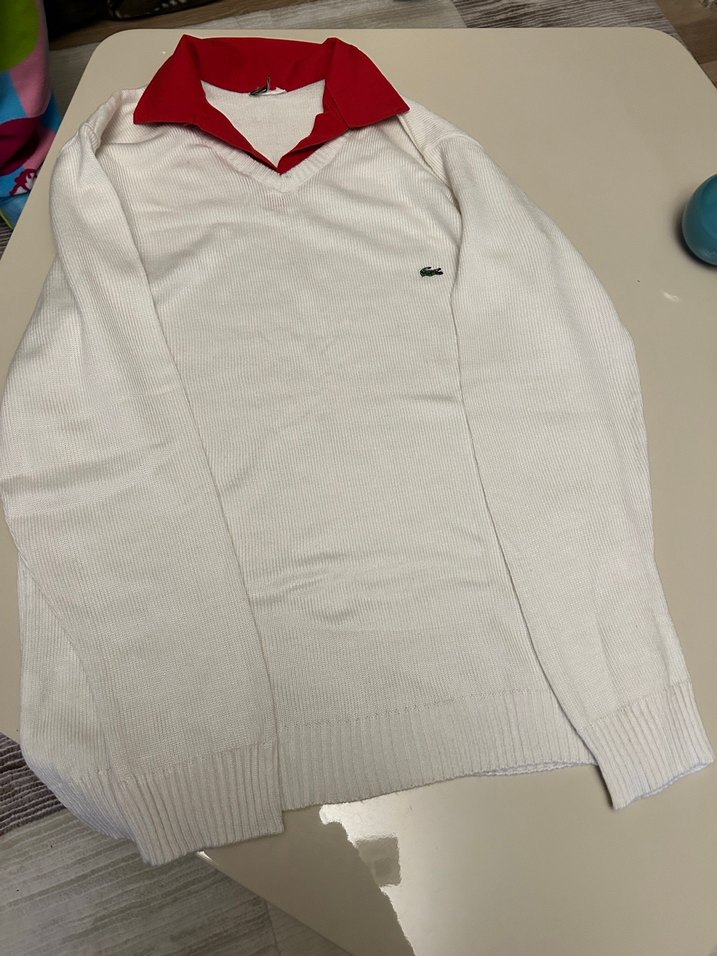 Bayan Yaka Beyaz Pamuklu Kazak - Görsel 5