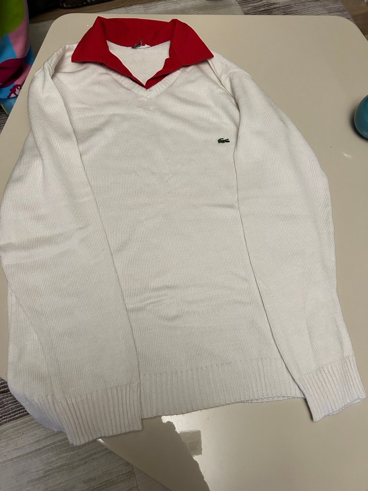 Bayan Yaka Beyaz Pamuklu Kazak - Görsel 2