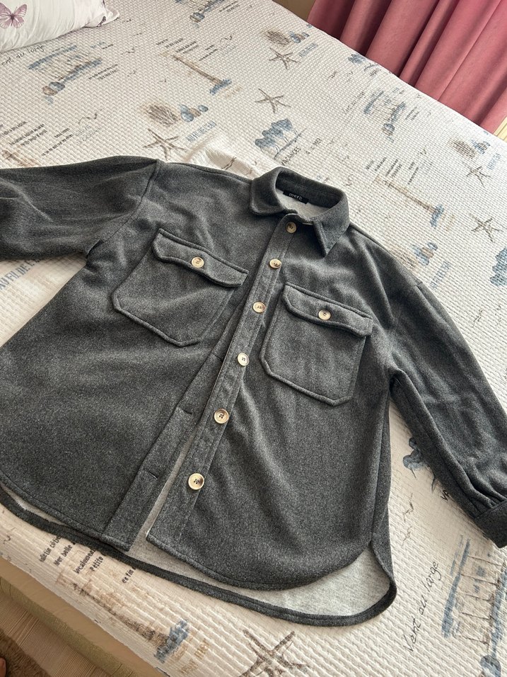 Düğmeli Gri Kadın Midi Ceket - Görsel 4