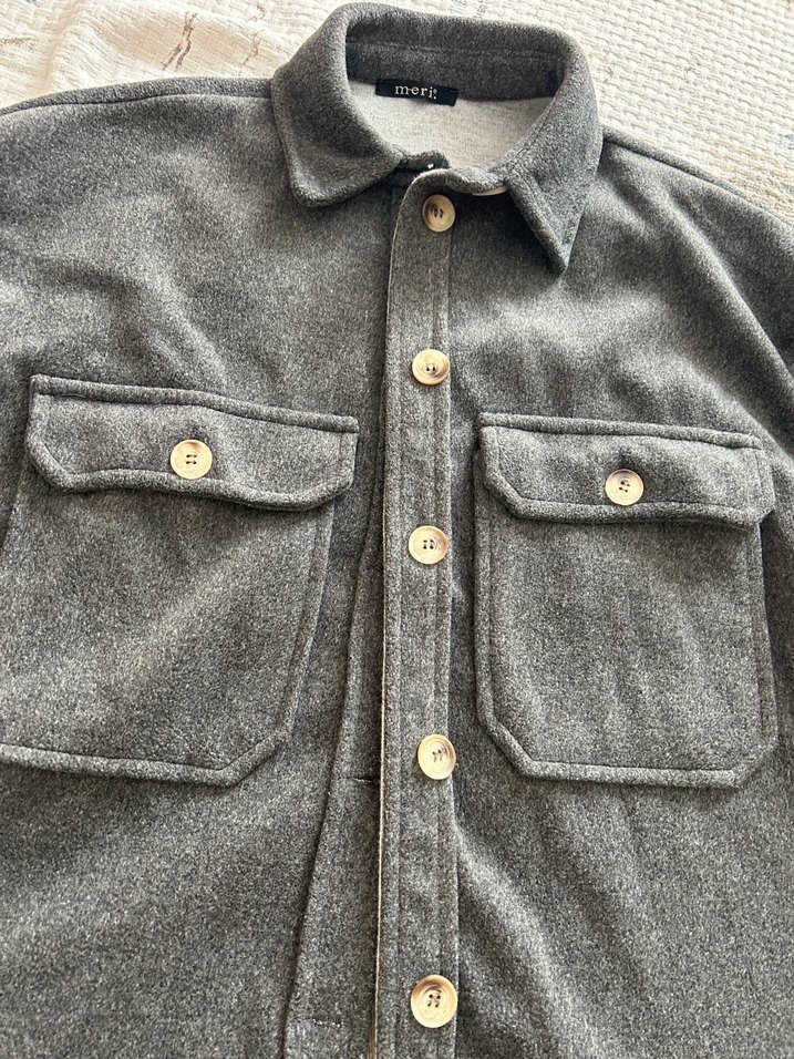 Düğmeli Gri Kadın Midi Ceket - Görsel 5