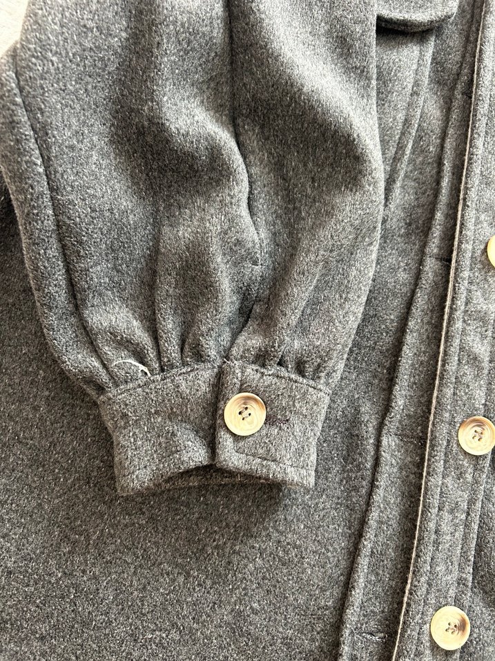 Düğmeli Gri Kadın Midi Ceket - Görsel 3