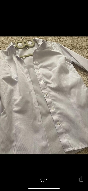 s Beden Koton marka parlak görünümlü beyaz gömlek