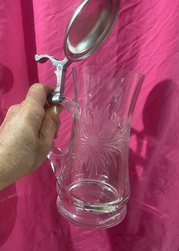 Kapaklı İşlemeli Cam Bira Bardağı