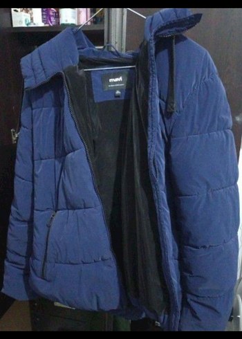 Mavi Fermuarlı Kadın XL Mont