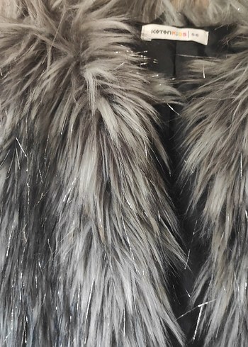 Gri Kürklü Leopar Desenli çocuk Yelek - Görsel 2