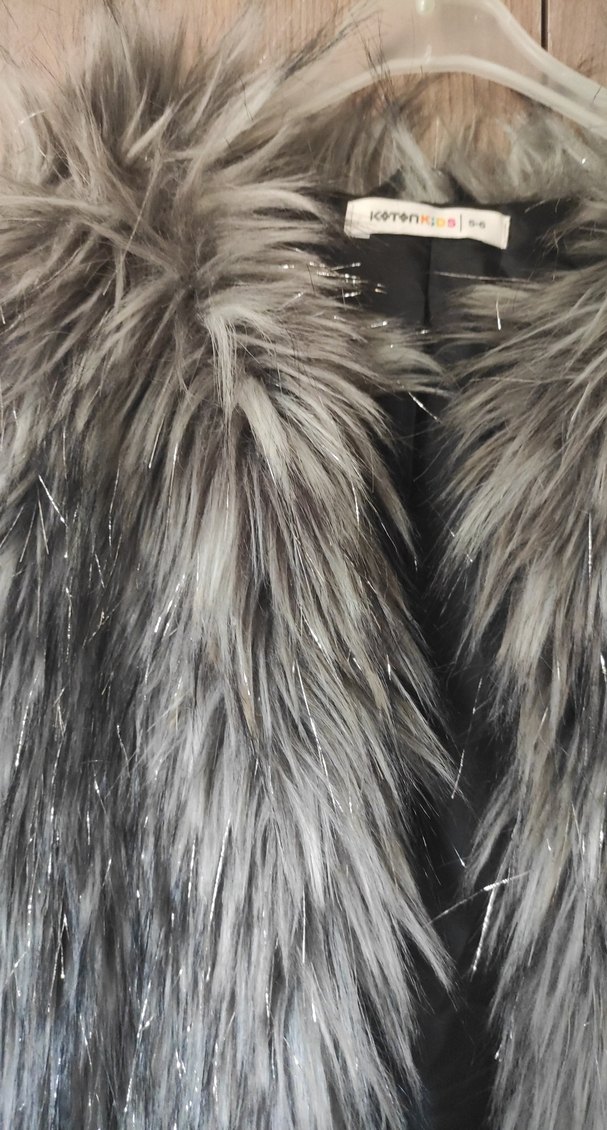 Gri Kürklü Leopar Desenli çocuk Yelek - Görsel 2