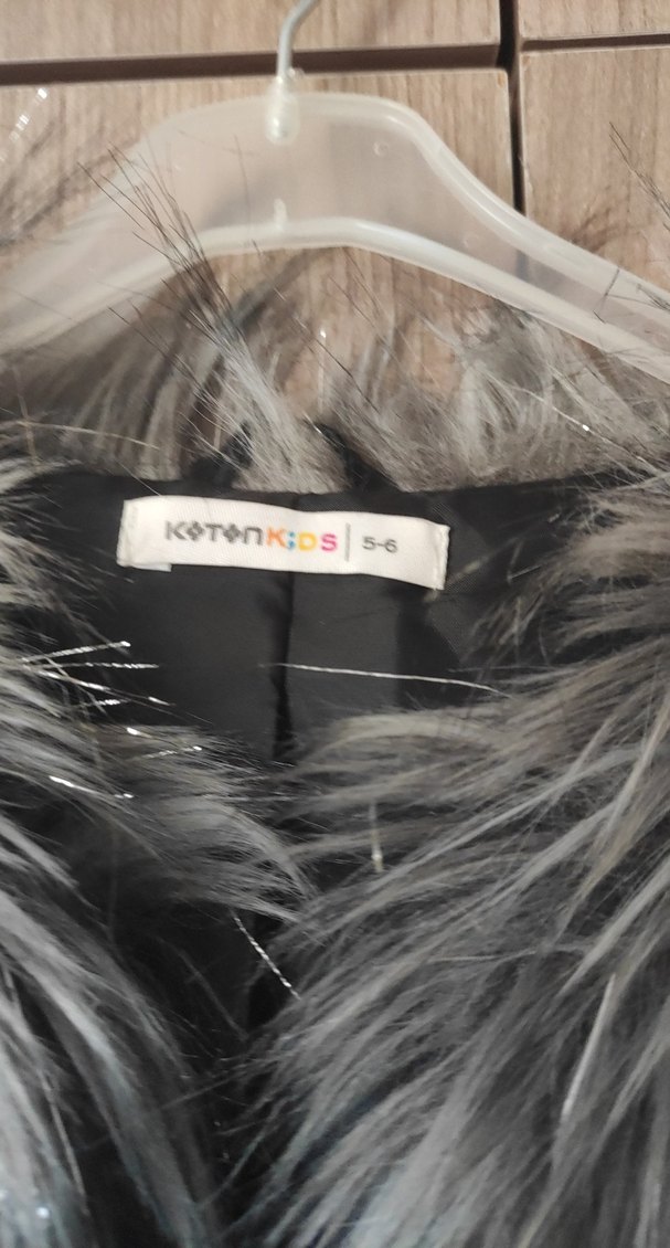 Gri Kürklü Leopar Desenli çocuk Yelek - Görsel 3