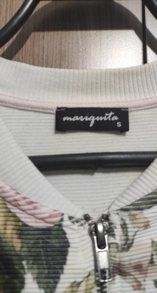 Çiçek Desenli Fermuarlı Bej Kadın Ceket - Görsel 3