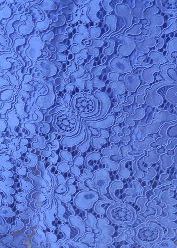 Lacivert Dantel Midi Yüksek Yaka Elbise - Görsel 4