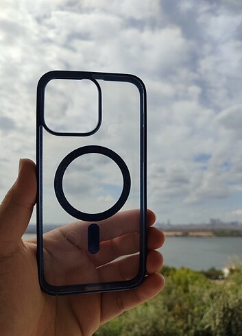 İPhone 14 Pro Max Şeffaf Mavi Magsafe Kılıf 
