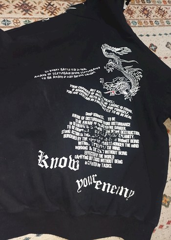 Siyah Desenli Unisex Sweatshirt - Görsel 5