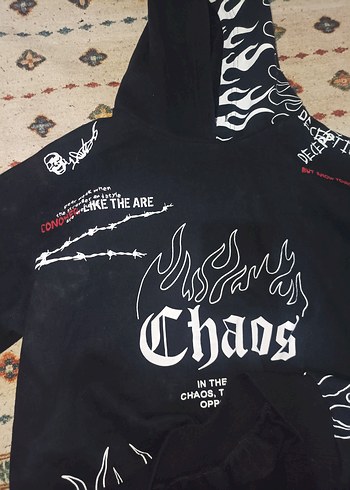 Siyah Desenli Unisex Sweatshirt - Görsel 3