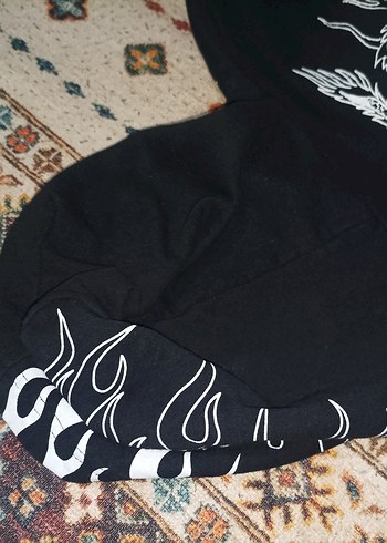 Siyah Desenli Unisex Sweatshirt - Görsel 6