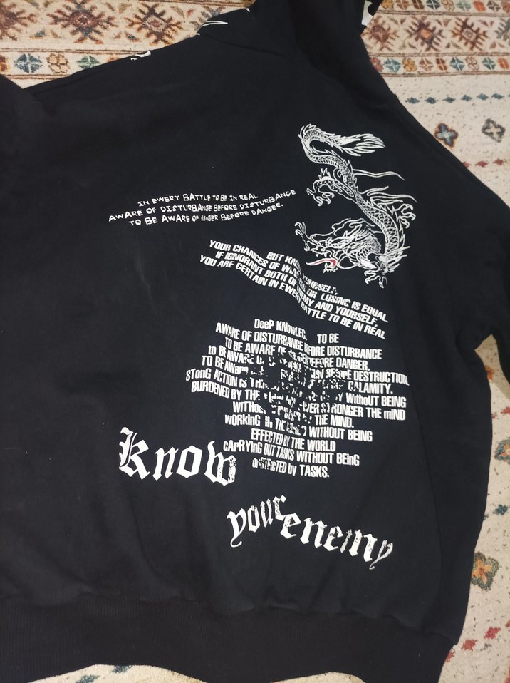 Siyah Desenli Unisex Sweatshirt - Görsel 5