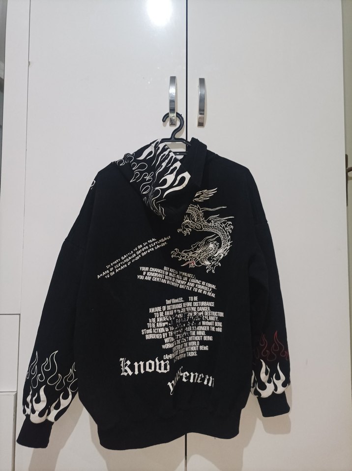 Siyah Desenli Unisex Sweatshirt - Görsel 2