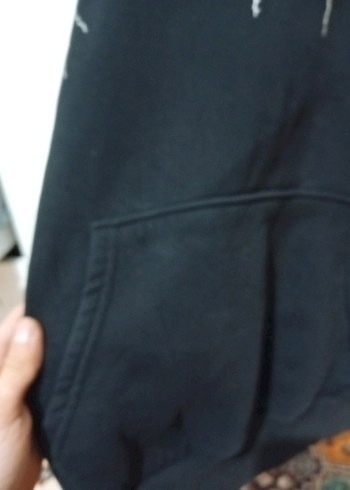 Nakışlı Siyah Kapüşonlu Sweatshirt - Görsel 2