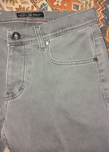 Düğmeli Gri Mavi Batik Desenli Erkek Kot Pantolon - Görsel 2