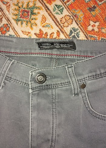 Düğmeli Gri Mavi Batik Desenli Erkek Kot Pantolon - Görsel 3