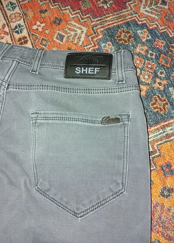 Düğmeli Gri Mavi Batik Desenli Erkek Kot Pantolon - Görsel 5