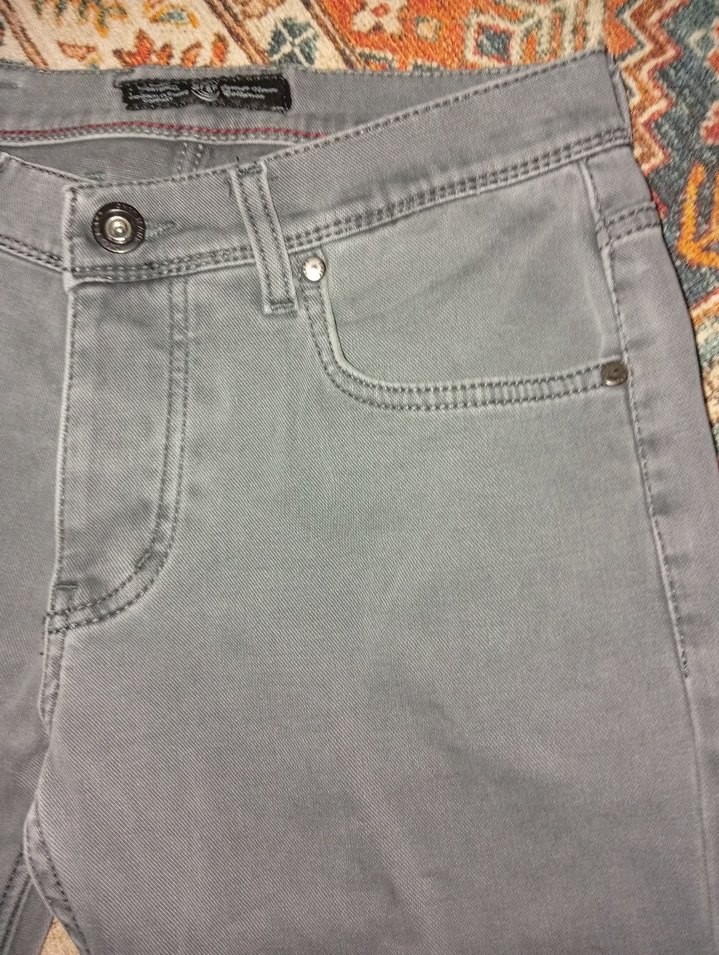 Düğmeli Gri Mavi Batik Desenli Erkek Kot Pantolon - Görsel 2