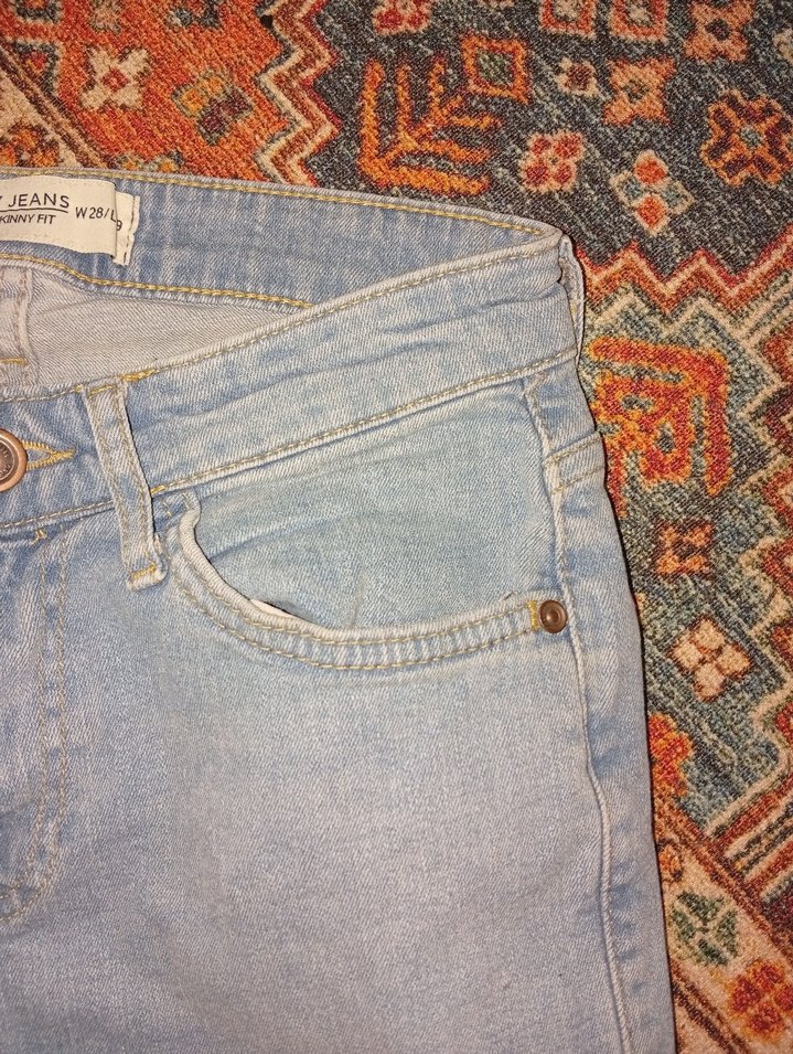 Mavi Bağlama Desenli dar paça Kot Pantolon - Görsel 3