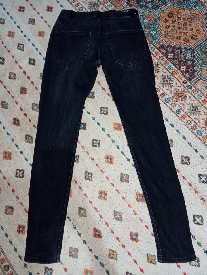 siyah  Erkek dar paça Street Wear Kot Pantolon - Görsel 4