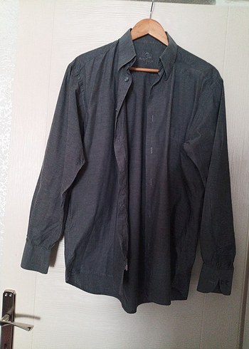 Gri Denim Kiğılı marka Erkek Gömlek Uzun Kollu