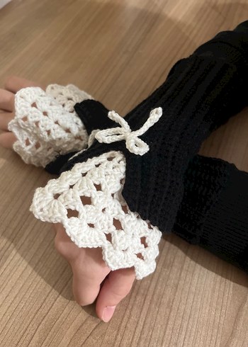 Dantel Detaylı Bohem Siyah Kadın Eldiven - Görsel 3