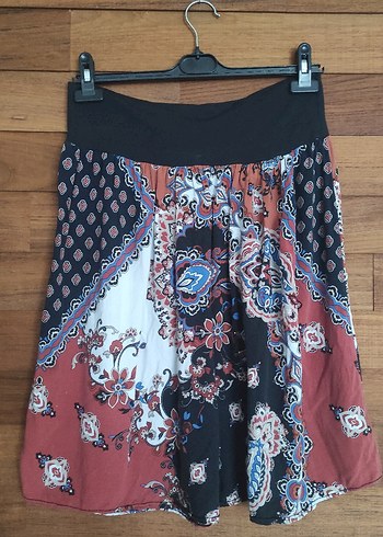 Etnik desenli bohem tarz viskon şort  L - Görsel 2