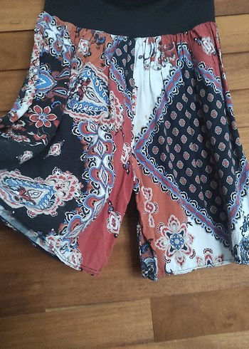 Etnik desenli bohem tarz viskon şort  L - Görsel 3