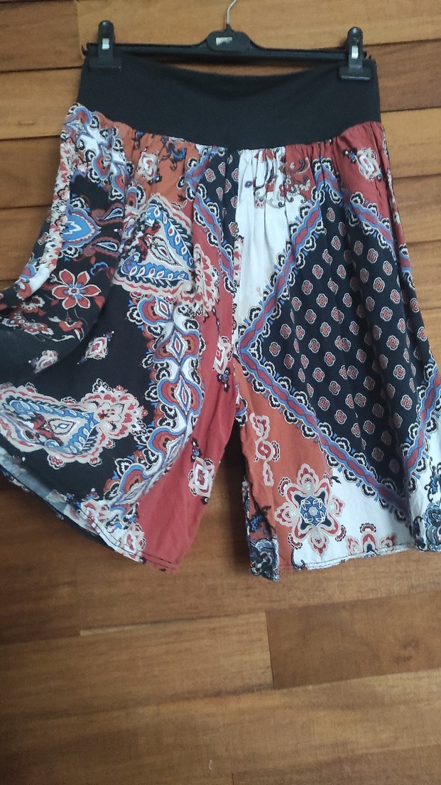 Etnik desenli bohem tarz viskon şort  L - Görsel 3