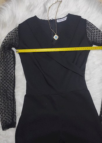 y2k gothik transparan kol siyah tulum S - Görsel 8