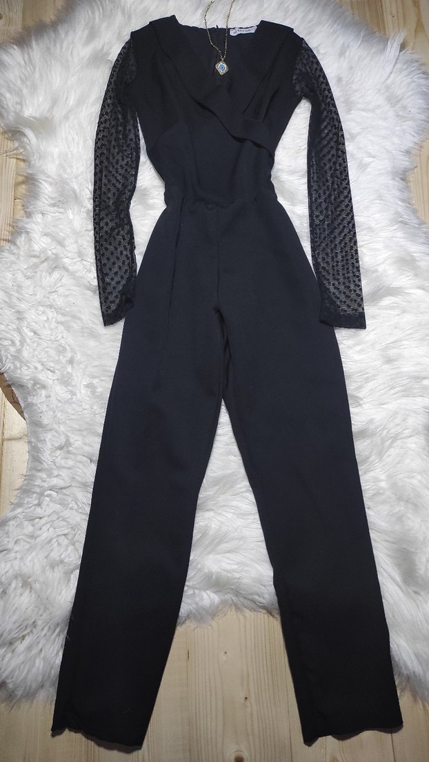 y2k gothik transparan kol siyah tulum S - Görsel 2