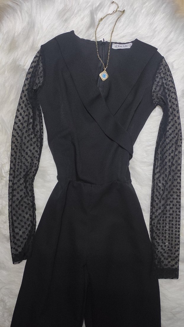 y2k gothik transparan kol siyah tulum S - Görsel 3