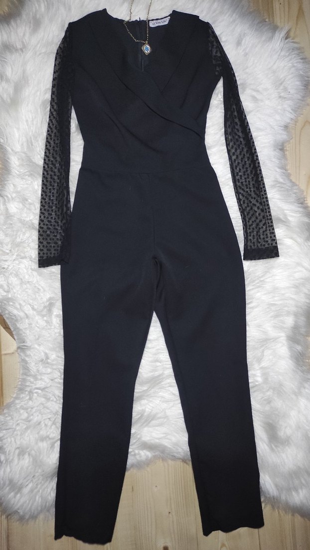 y2k gothik transparan kol siyah tulum S - Görsel 5