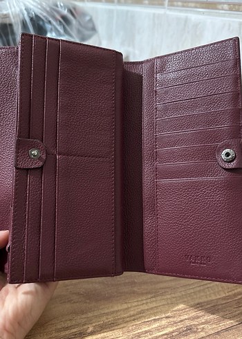 Beden Bordo Deri Tokalı orjinal vakko cüzdan