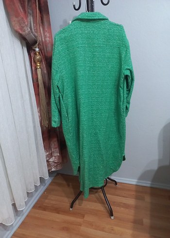 xl Beden Düğmeli Yeşil Uzun Kaşe kaban gömlek