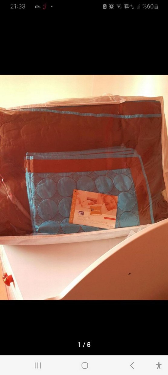 İşlemeli Parlak Mavi Yatak Örtüsü - Görsel 4